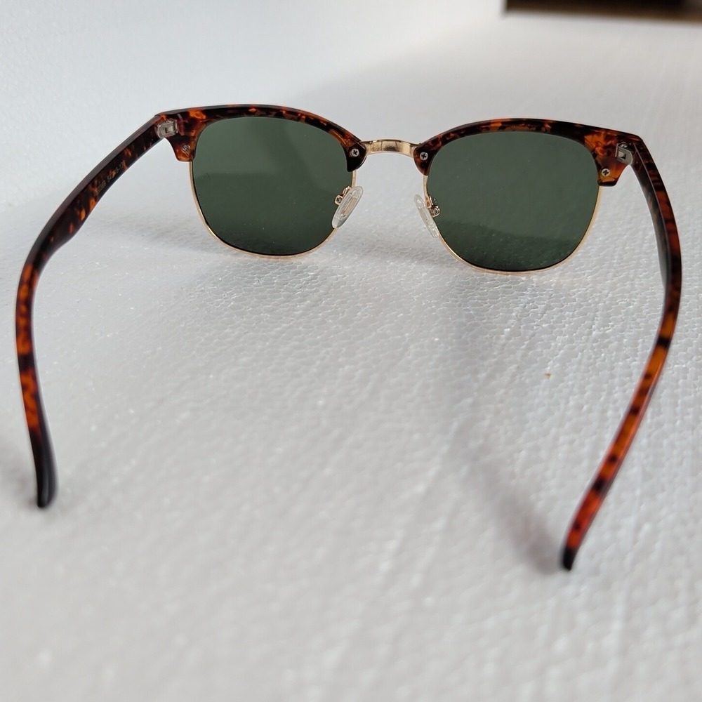 Aevogue Tortoiseshell‎ Square Sunglasses Unisex Brown Orange Gold Tone Sunnies - Picture 3 of 6